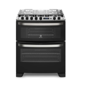 Cocina a Gas 5 Platos Electrolux Experience Doble Horno y Timer Digital 76DBA Negra